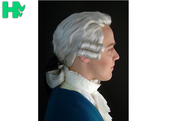 Heat Resistant Synthetic Fiber Short Hair Wigs For White Color Judge Head