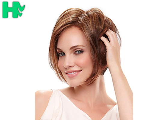Short Straight Dark Brown Synthetic Hair Wigs , Full Lace Synthetic Wigs