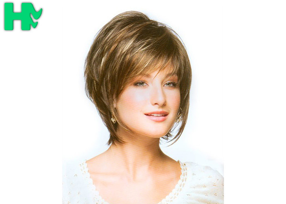 Soft Straight Short Synthetic Hair Wigs Natural Hair Line For White Women