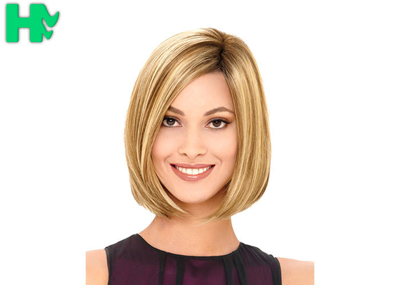 Soothing Natural Volume Synthetic Heat Resistant Wigs , Short Bobo Blonde Wig With Tangle Free