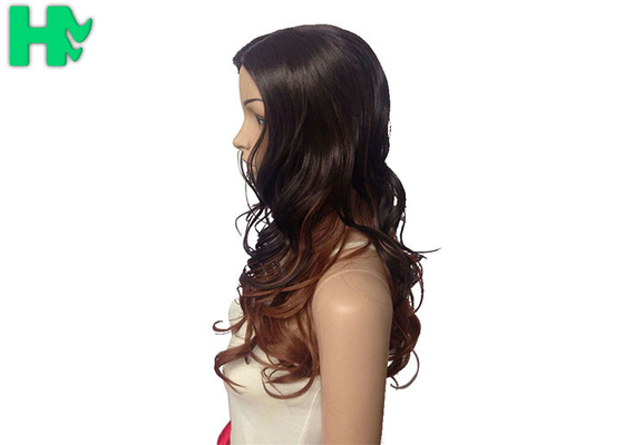Long Curly Women Full Lace Synthetic Wigs High Heat Resistant Fiber Black Mixed Brown Color