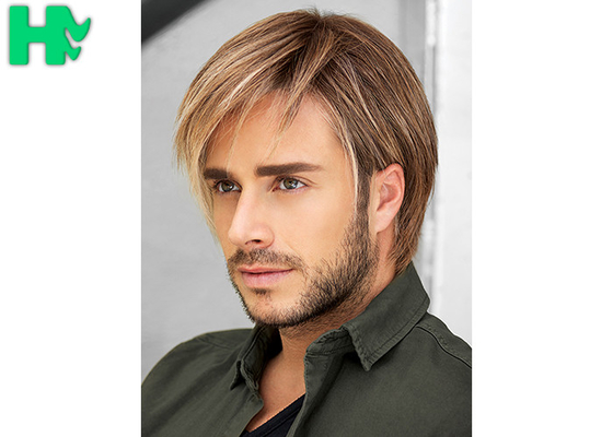 Fashion New Arrival  Mens Hair Pieces Wigs With Side Bang For Young Men Use