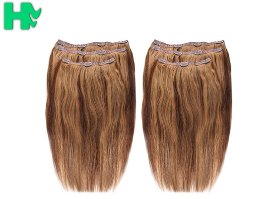 Straight Colorful Clip On Synthetic Hair Extensions , High Temperature Wire Full Head Synthetic Hair Extensions