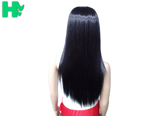 Side Bang Black Long Synthetic Wigs High Temperature Fiber Material For Young Women