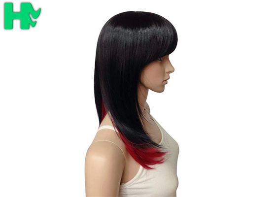 Black T Red Color 16 Inches Long Synthetic Wigs High Heat Resistant Normal Lace For Girls