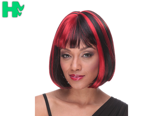 Straight Black Root White Short Synthetic Wigs Bob Style Wigs With Long Lifetime