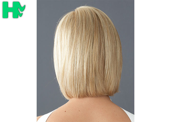 Blonde Color Short Hair Wigs 12 Inch Bobo Wigs With Side Bang , High Temperature Synthetic Material