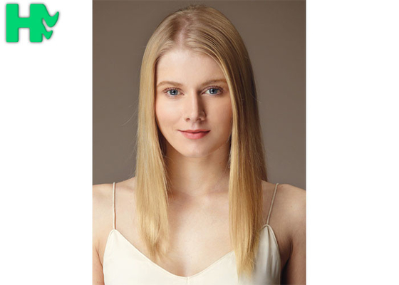 Blonde Color Hair Beautiful Girl Wear Synthetic Clip In Hair Extension Popular