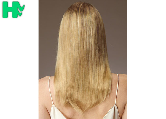 Blonde Color Hair Beautiful Girl Wear Synthetic Clip In Hair Extension Popular