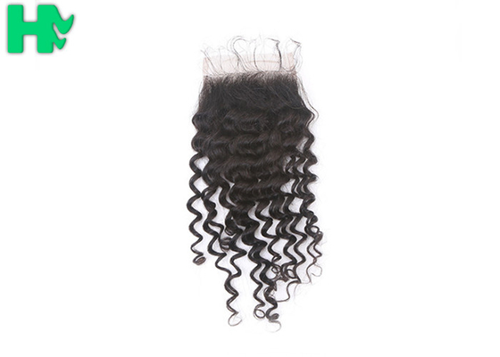 100% Human Hair Closure Deep Wave , Natural Black Brazilian Lace Closure