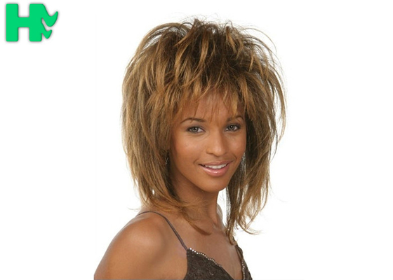 Brown Short Synthetic Wigs High Temperature Silk Cheap Synthetic Wigs For Ladies