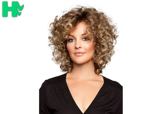 Cheap European Amerian Styles Brown Short Curly Synthetic Hair Wig