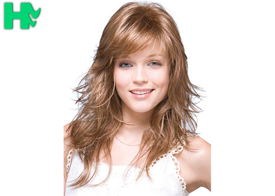 20 Inch Blond Brown Long Natural Look Synthetic Hair Wigs For Women