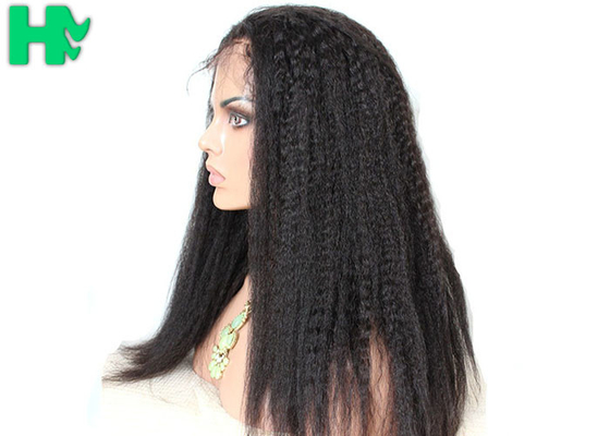 Kinky Straight 24 Inches Long Synthetic Wigs 1B Black Free Part Heat Resistant Fiber