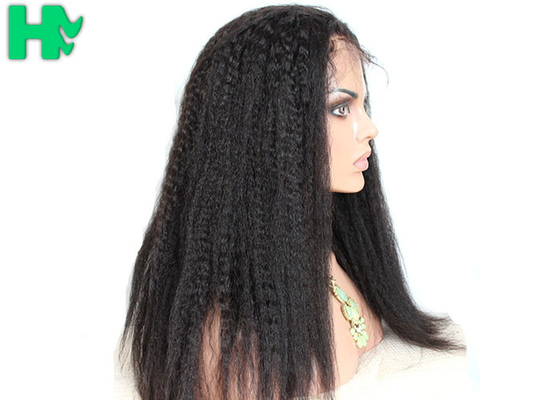 Kinky Straight 24 Inches Long Synthetic Wigs 1B Black Free Part Heat Resistant Fiber