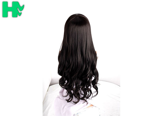 European Fashion Neat Bang Hair Wig Long Wave High Tempreture Synthetic Fiber