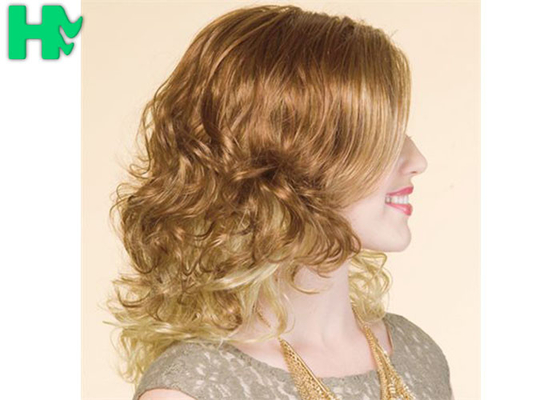 Blond High Temperature Fiber Side Part Wave Synthetic Hair Wigs For Women
