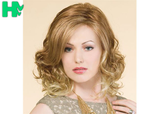 Blond High Temperature Fiber Side Part Wave Synthetic Hair Wigs For Women