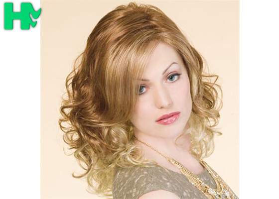 Blond High Temperature Fiber Side Part Wave Synthetic Hair Wigs For Women