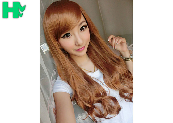 Heat Resistant Fiber Long Wave Texture Hairnet Wig Synthetic Wigs