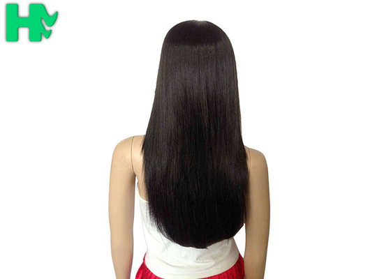 Adult 22 Inch Black Long Synthetic Wigs / Natural Hairline Full Lace Wigs