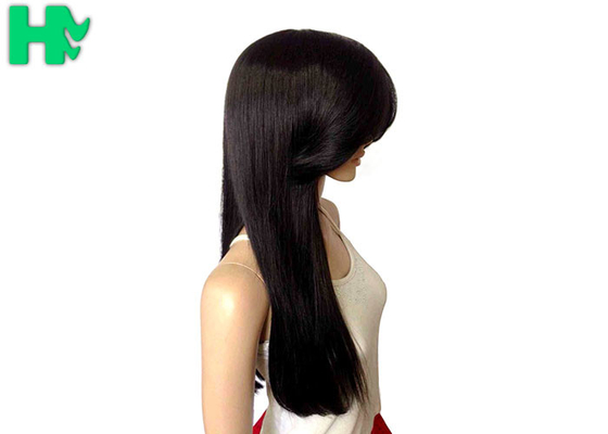 Adult 22 Inch Black Long Synthetic Wigs / Natural Hairline Full Lace Wigs