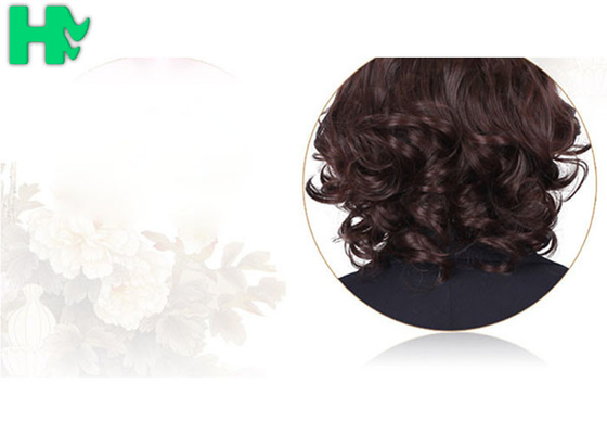 100% Density Short Cut Coarse Lady Deep Brown Hair Wig / Synthetic Bob Wigs