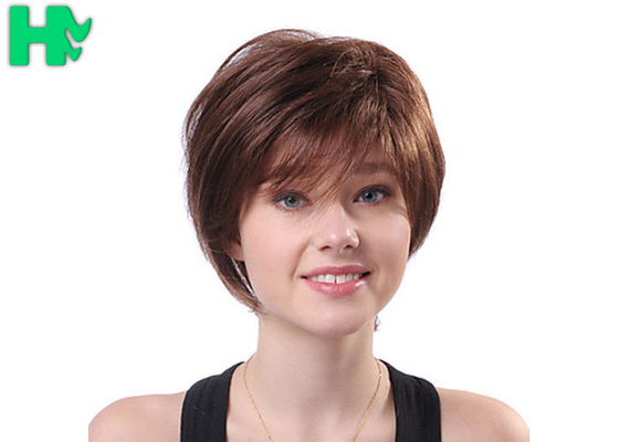 Straight Refreshing Style Wavy Synthetic Hair Wig For Women Dark Brown