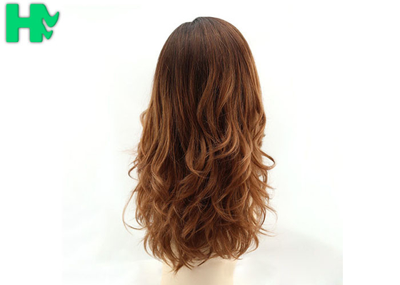 Two Tone Color Side Parting Bang Long Deep Wave Synthetic Wig For Women