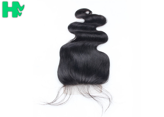 Grade 9A Human Hair Closure With Baby Hair Bleached Knots / Brazillian Body Wave