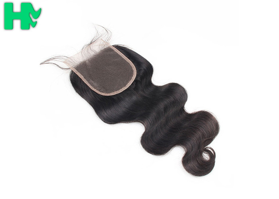 Grade 9A Human Hair Closure With Baby Hair Bleached Knots / Brazillian Body Wave