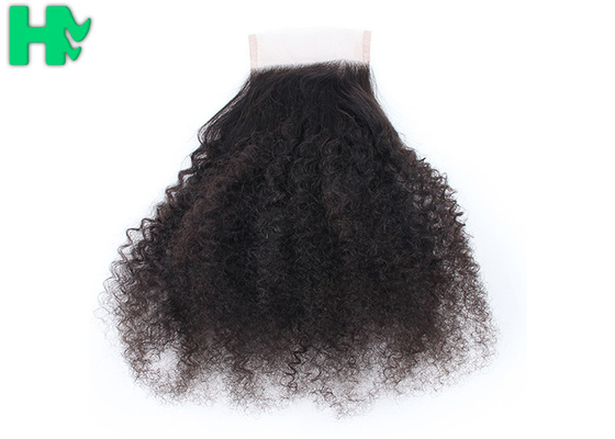 Comfortable Soft Silk Base Brazillian Human Hair Closure Kinky Curly Style