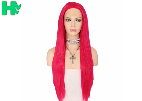 28 Inch Long Straight Heat Resistant Synthetic Cosplay Wigs Adjustable Cap Size