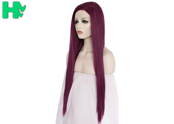 Cosplay Long Straight Hairnet Wig Synthetic Pure Red Color For Women Wave Party