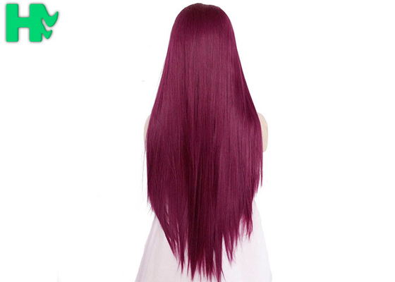 Cosplay Long Straight Hairnet Wig Synthetic Pure Red Color For Women Wave Party