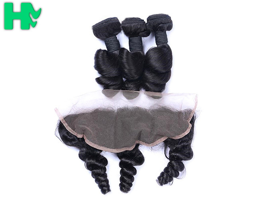8’’ -  30’’ Loose Wave Virgin Hair / Brazillian Hair Bundles With 13*4 Closure