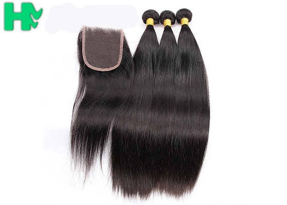 Grade 10A 100% Human Brazillian Hair Extensions Natural Color With 4x4 Closure