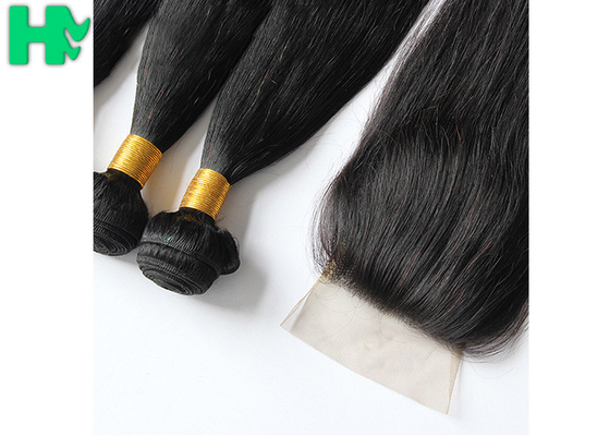 Grade 10A 100% Human Brazillian Hair Extensions Natural Color With 4x4 Closure