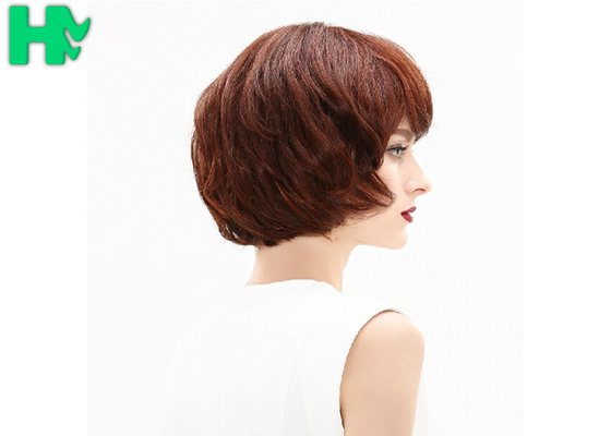 250g Kanekalon Fiber Wigs With Bang , Heat Resistant Pure Color Short Wave Wig