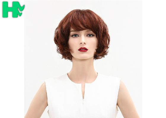 250g Kanekalon Fiber Wigs With Bang , Heat Resistant Pure Color Short Wave Wig