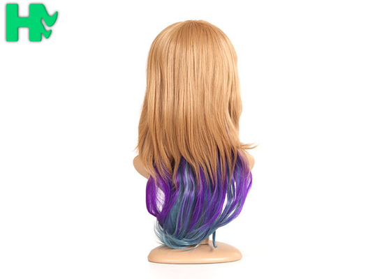 Dip Dyed Three Tone Long Synthetic Wigs / Full Head Hair Wig For Wild Party 160 Gram