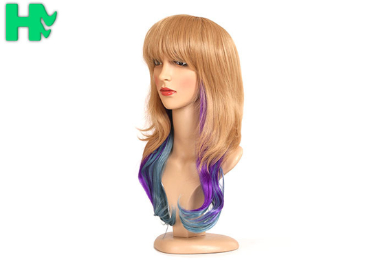 Dip Dyed Three Tone Long Synthetic Wigs / Full Head Hair Wig For Wild Party 160 Gram