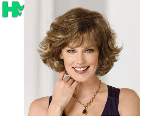 Black Women 180% Density Short Synthetic Wigs Wind With Blonde Curly Hair