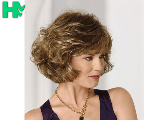Black Women 180% Density Short Synthetic Wigs Wind With Blonde Curly Hair