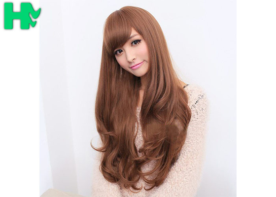 28 Inch Long Synthetic Wigs With Bangs Natural Color