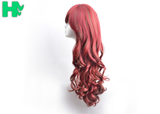 White Women 26'' Long Wavy Synthetic Hair Wigs Body Wave Side Part With Bangs