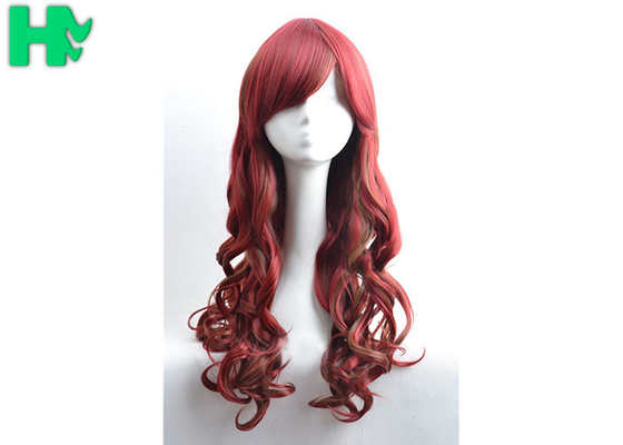 White Women 26'' Long Wavy Synthetic Hair Wigs Body Wave Side Part With Bangs